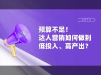 预算不足！达人营销如何做到低投入、高产出？